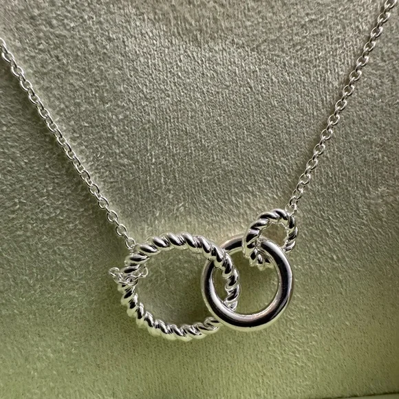 NEW IN BOX Elegant Silver Interlocking Circles Necklace - Picture 14 of 15